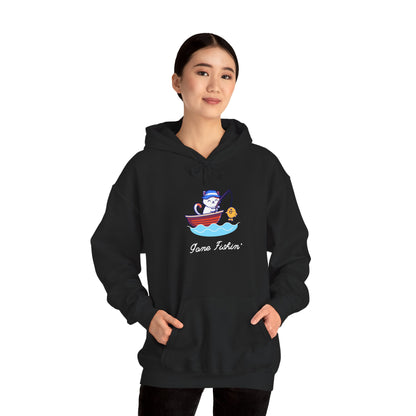Gone Fishing Hoodie – Cat in Boat Graphic Pullover