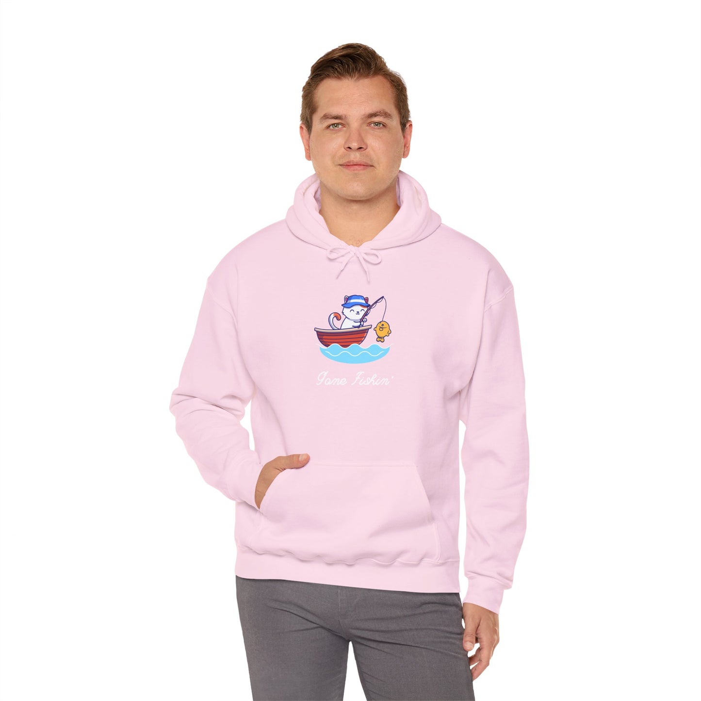 Gone Fishing Hoodie – Cat in Boat Graphic Pullover