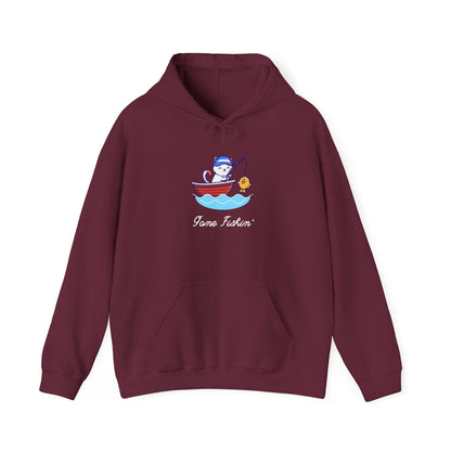 Gone Fishing Hoodie – Cat in Boat Graphic Pullover