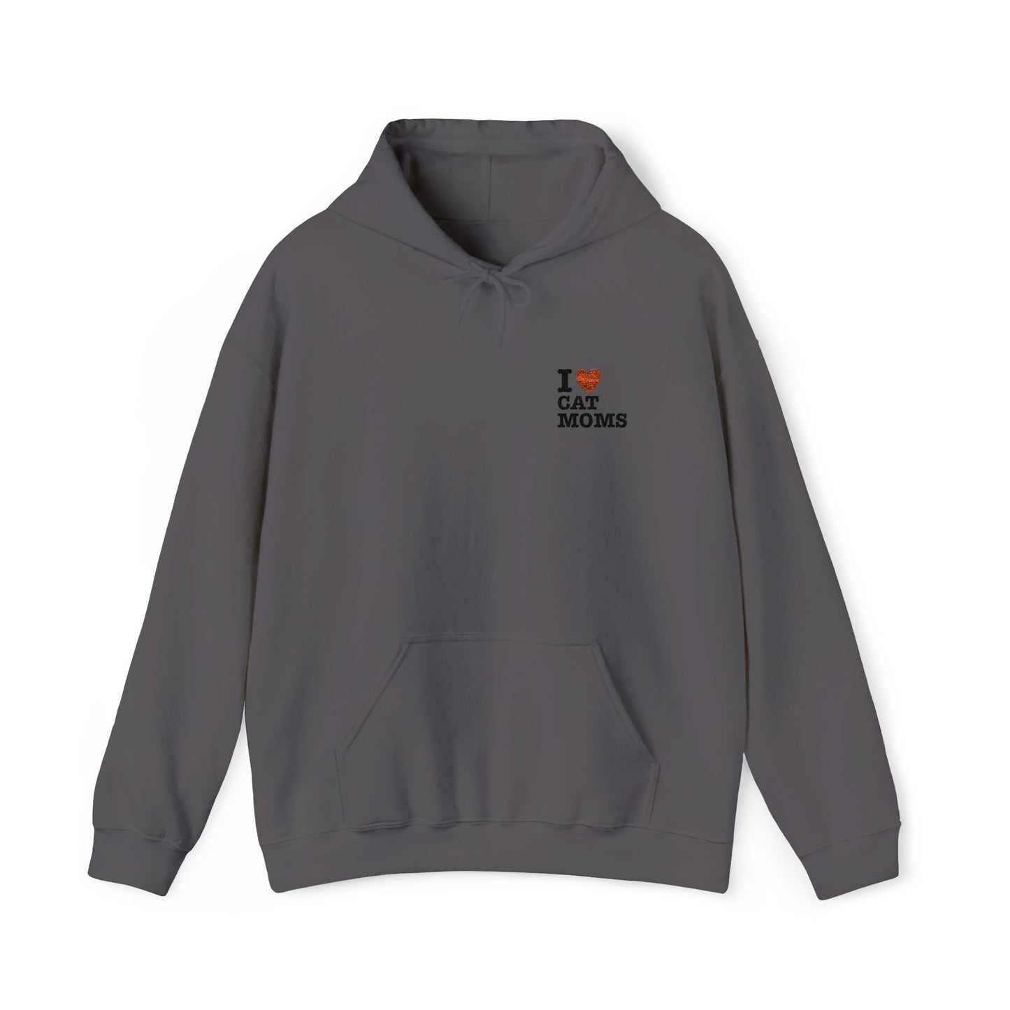I Love Cat Moms Hoodie – Embroidered Text Pullover