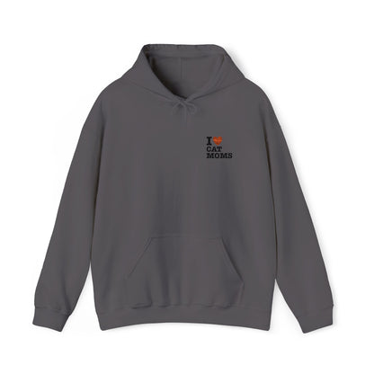 I Love Cat Moms Hoodie – Embroidered Text Pullover