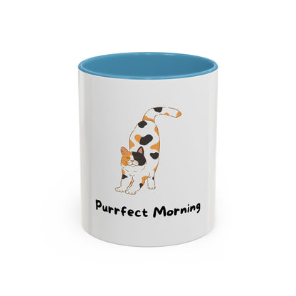 Purrfect Morning Cat Mug – Two-Tone Coffee Cup for Cat Lovers