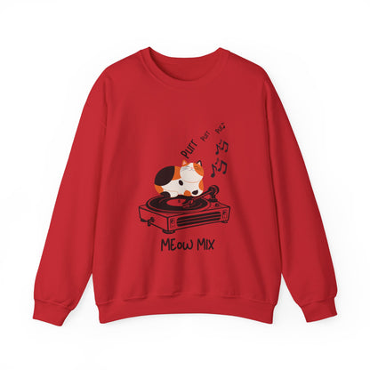 Meow Mix Sweatshirt – Cat on Record Player Crew Neck