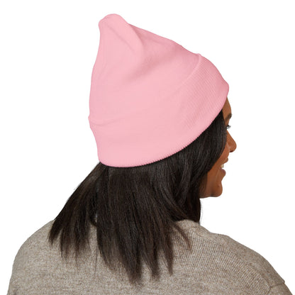 Stretching Cat Beanie – Embroidered Cuffed Knit Hat