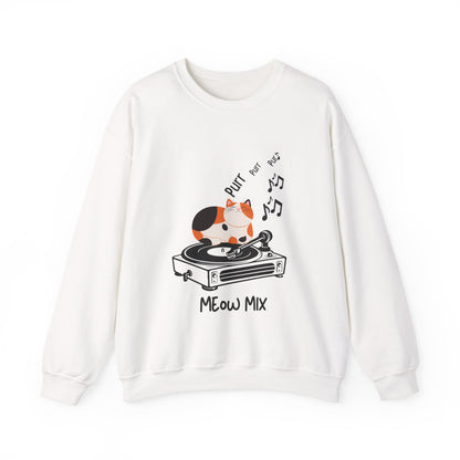 Meow Mix Sweatshirt – Cat on Record Player Crew Neck