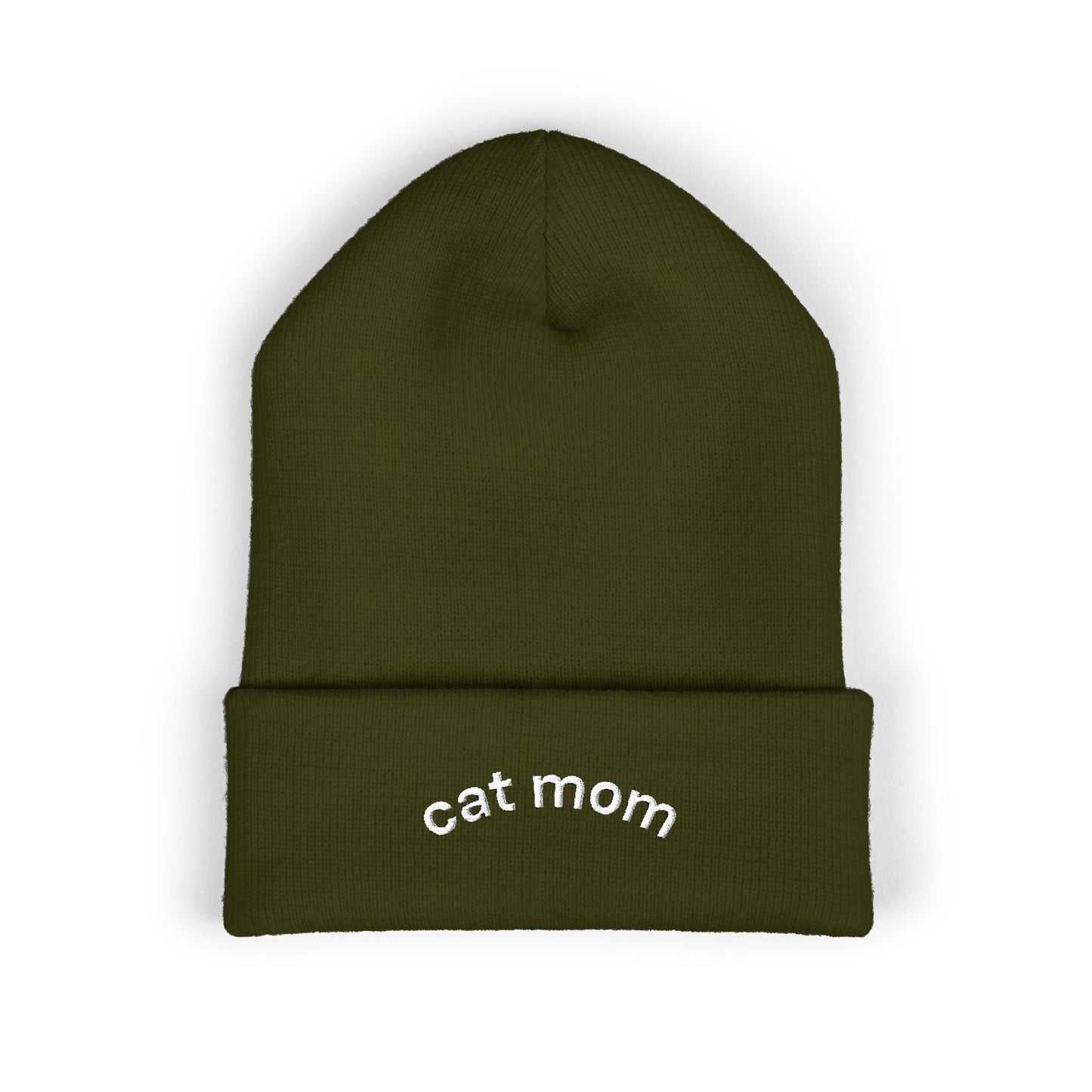 Cat Mom Beanie – Embroidered Cuffed Knit Hat