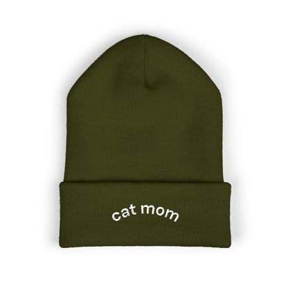 Cat Mom Beanie – Embroidered Cuffed Knit Hat