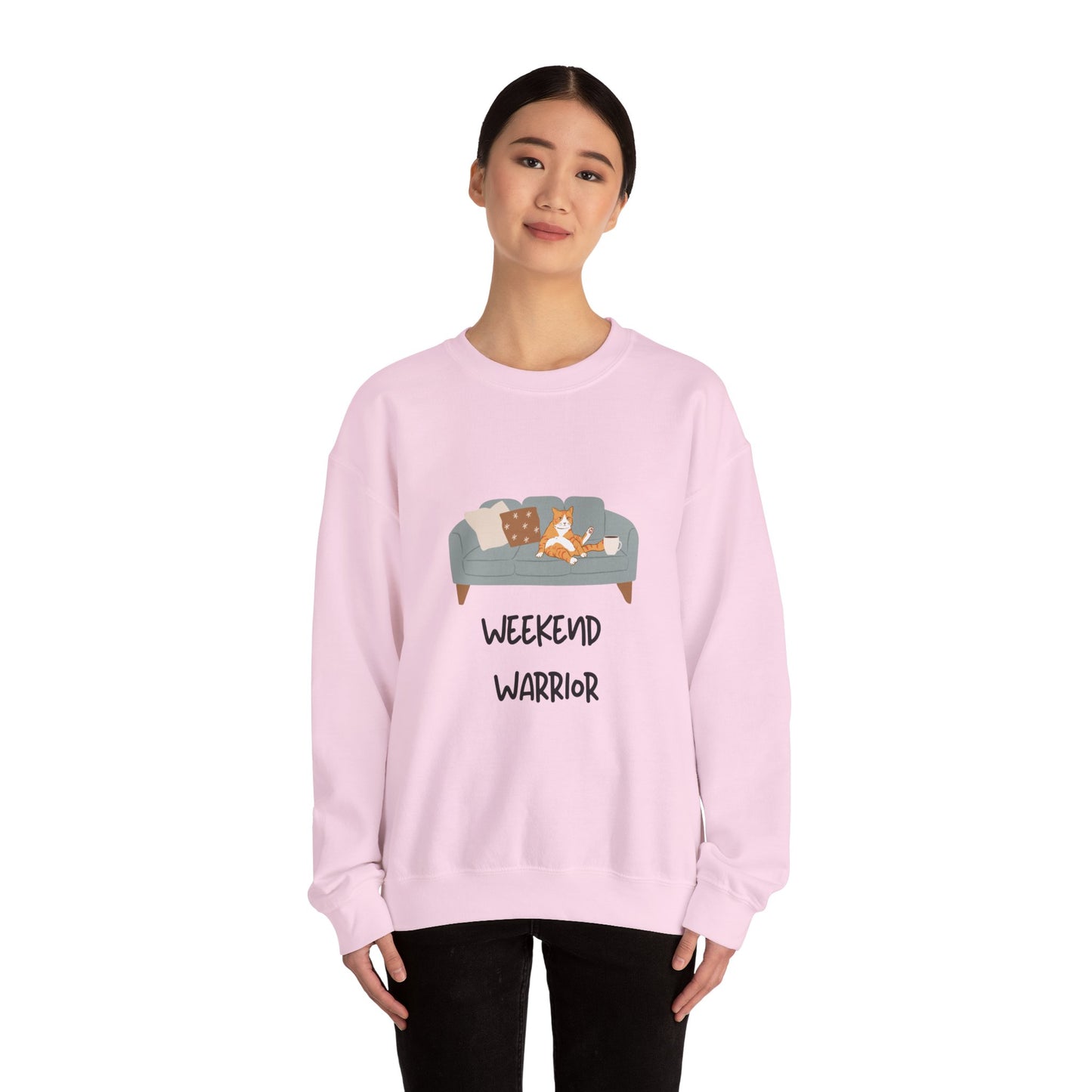 Weekend Warrior Sweatshirt – Lounging Cat Crew Neck