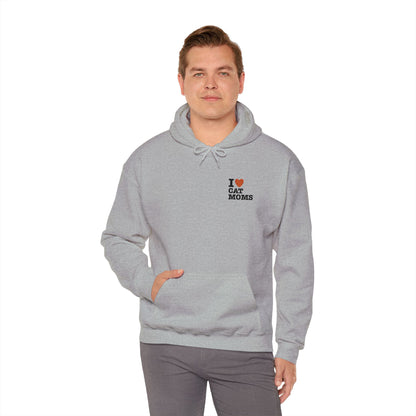 I Love Cat Moms Hoodie – Embroidered Text Pullover