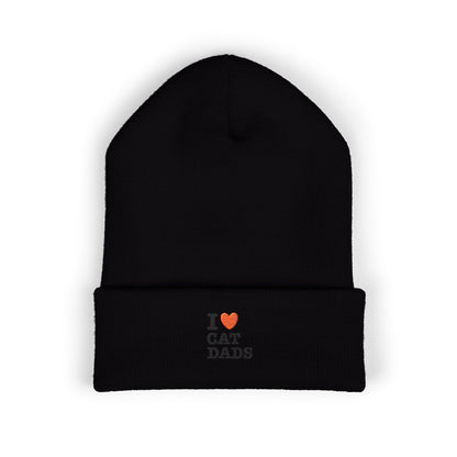 I Love Cat Dads Beanie – Embroidered Cuffed Knit Hat