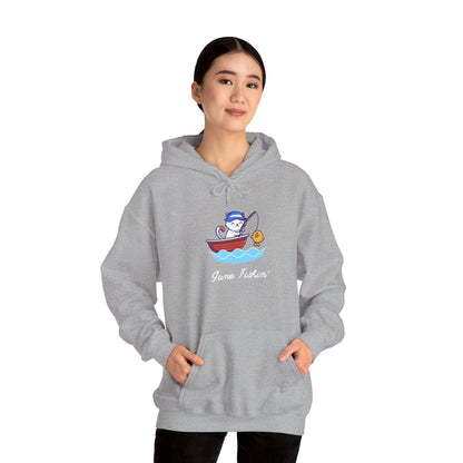 Gone Fishing Hoodie – Cat in Boat Graphic Pullover