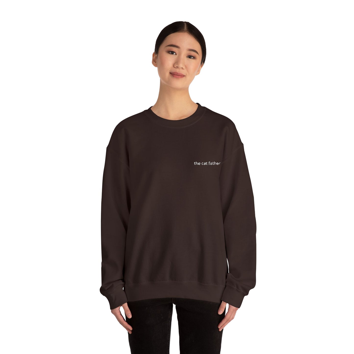 The Cat Father Sweatshirt – Embroidered Text Crew Neck