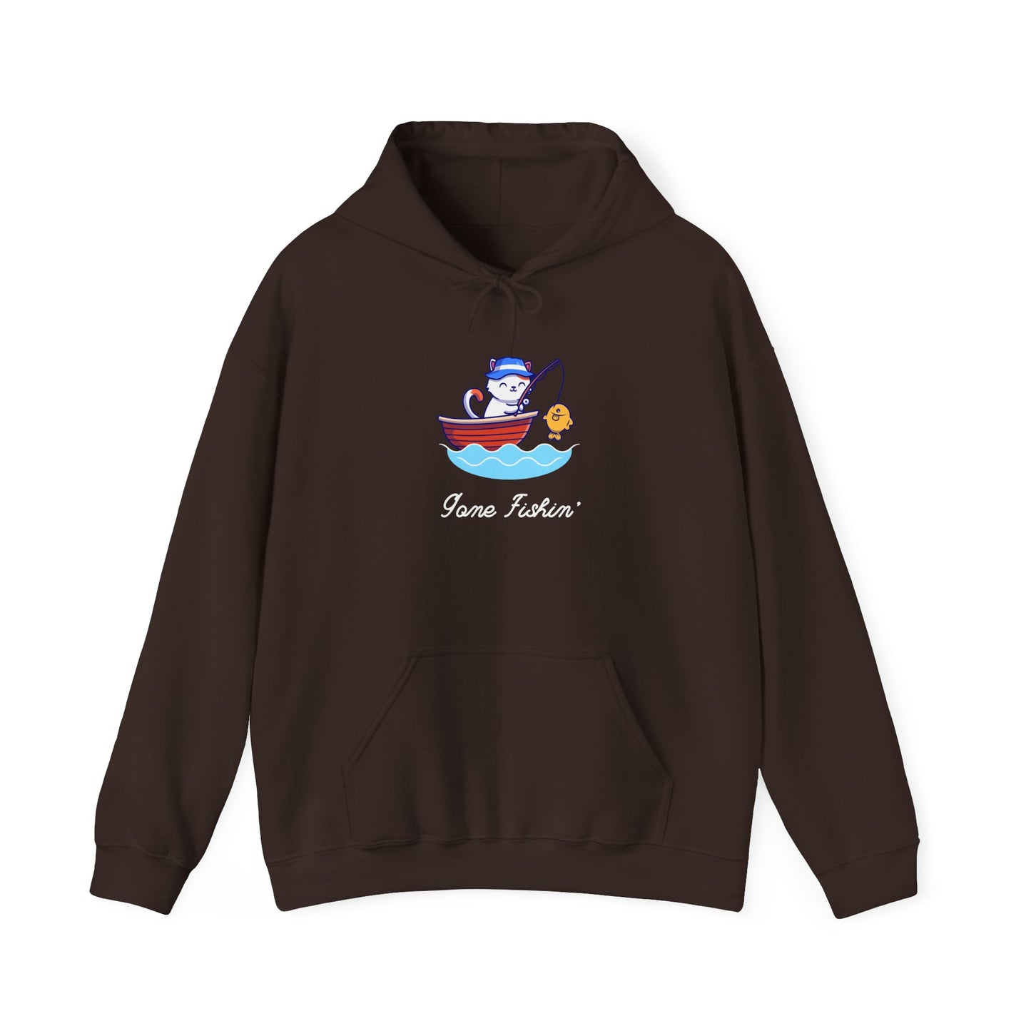 Gone Fishing Hoodie – Cat in Boat Graphic Pullover