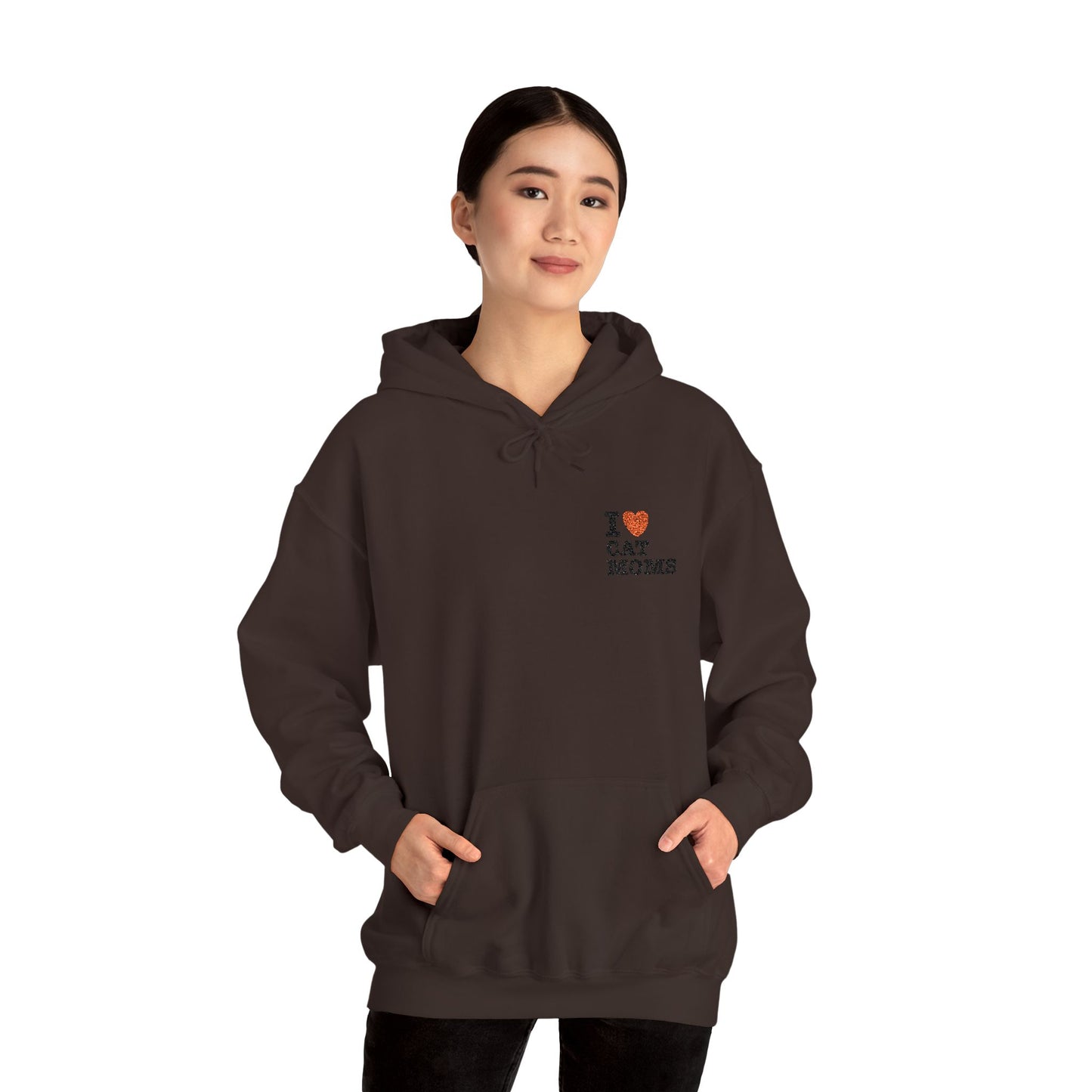 I Love Cat Moms Hoodie – Embroidered Text Pullover