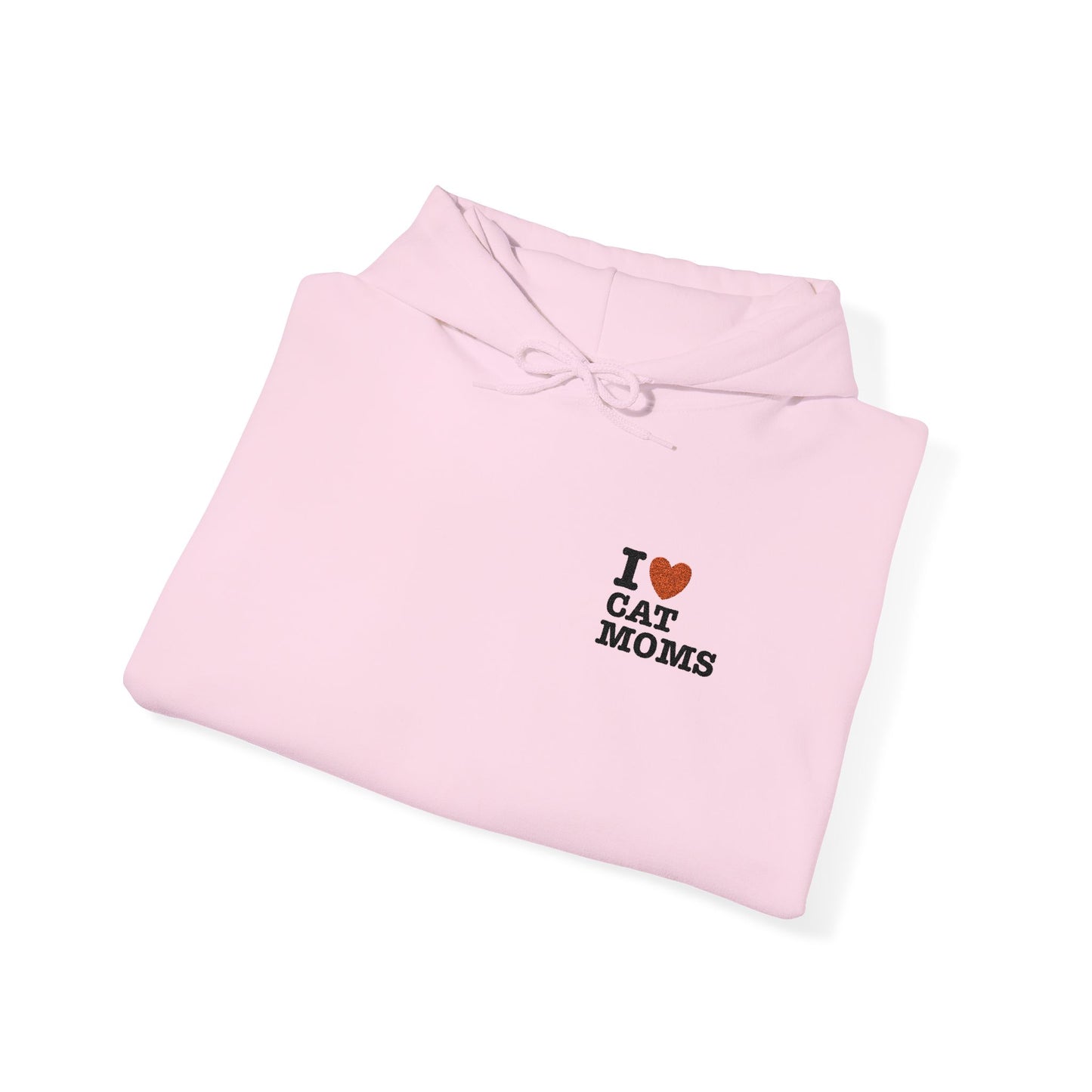 I Love Cat Moms Hoodie – Embroidered Text Pullover