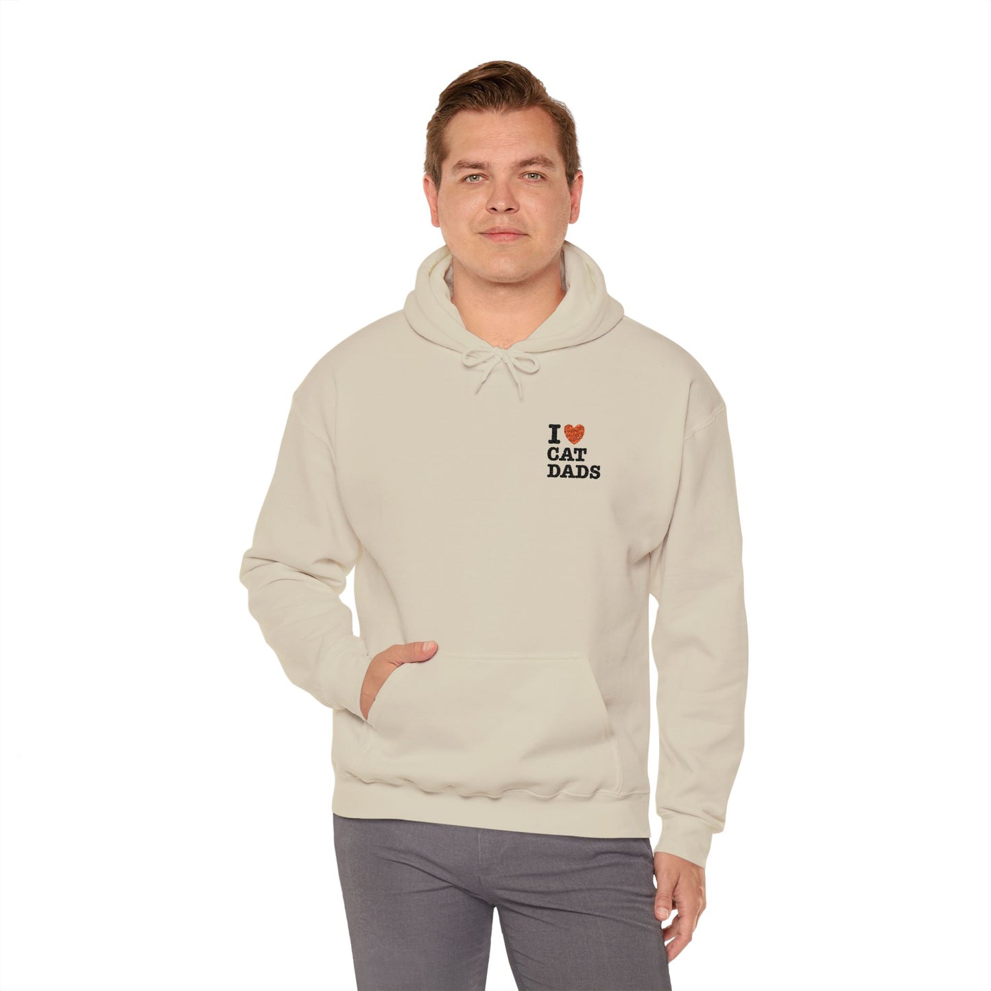 I Love Cat Dads Hoodie – Embroidered Text Pullover