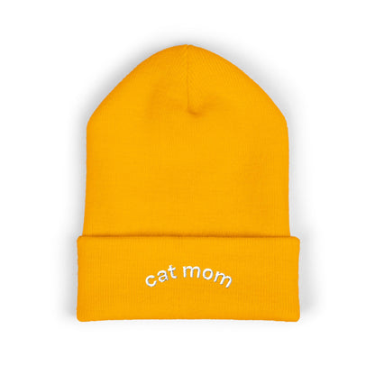 Cat Mom Beanie – Embroidered Cuffed Knit Hat