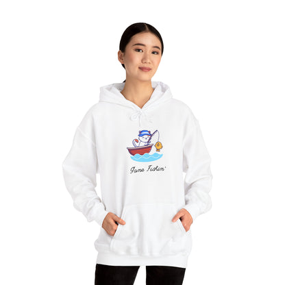 Gone Fishing Hoodie – Cat in Boat Graphic Pullover