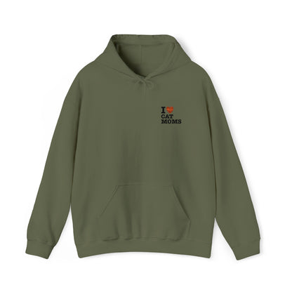 I Love Cat Moms Hoodie – Embroidered Text Pullover