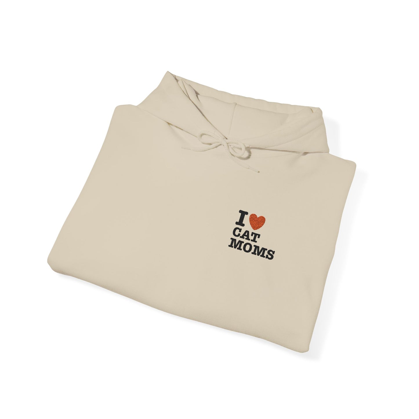 I Love Cat Moms Hoodie – Embroidered Text Pullover