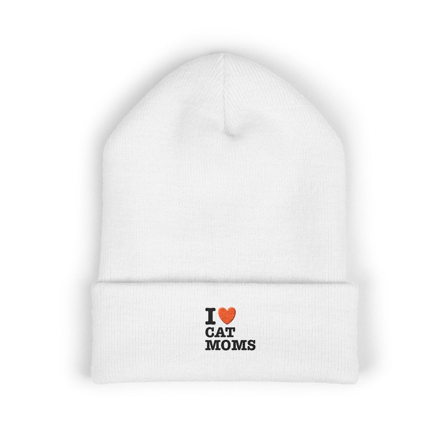 I Love Cat Moms Beanie – Embroidered Cuffed Knit Hat