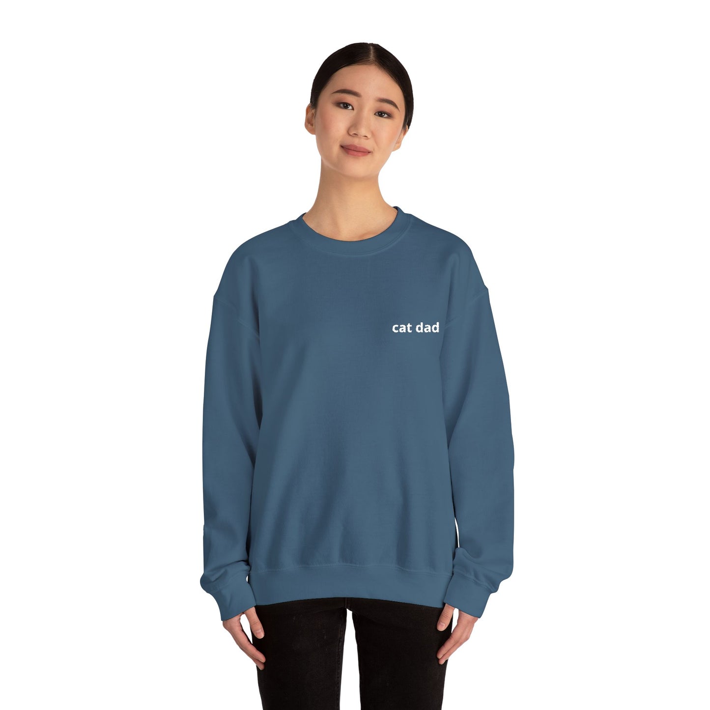 Cat Dad Sweatshirt – Embroidered Text Crew Neck