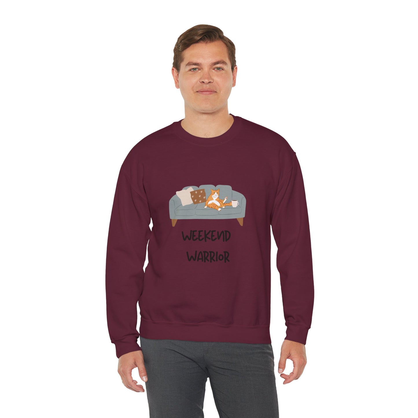 Weekend Warrior Sweatshirt – Lounging Cat Crew Neck
