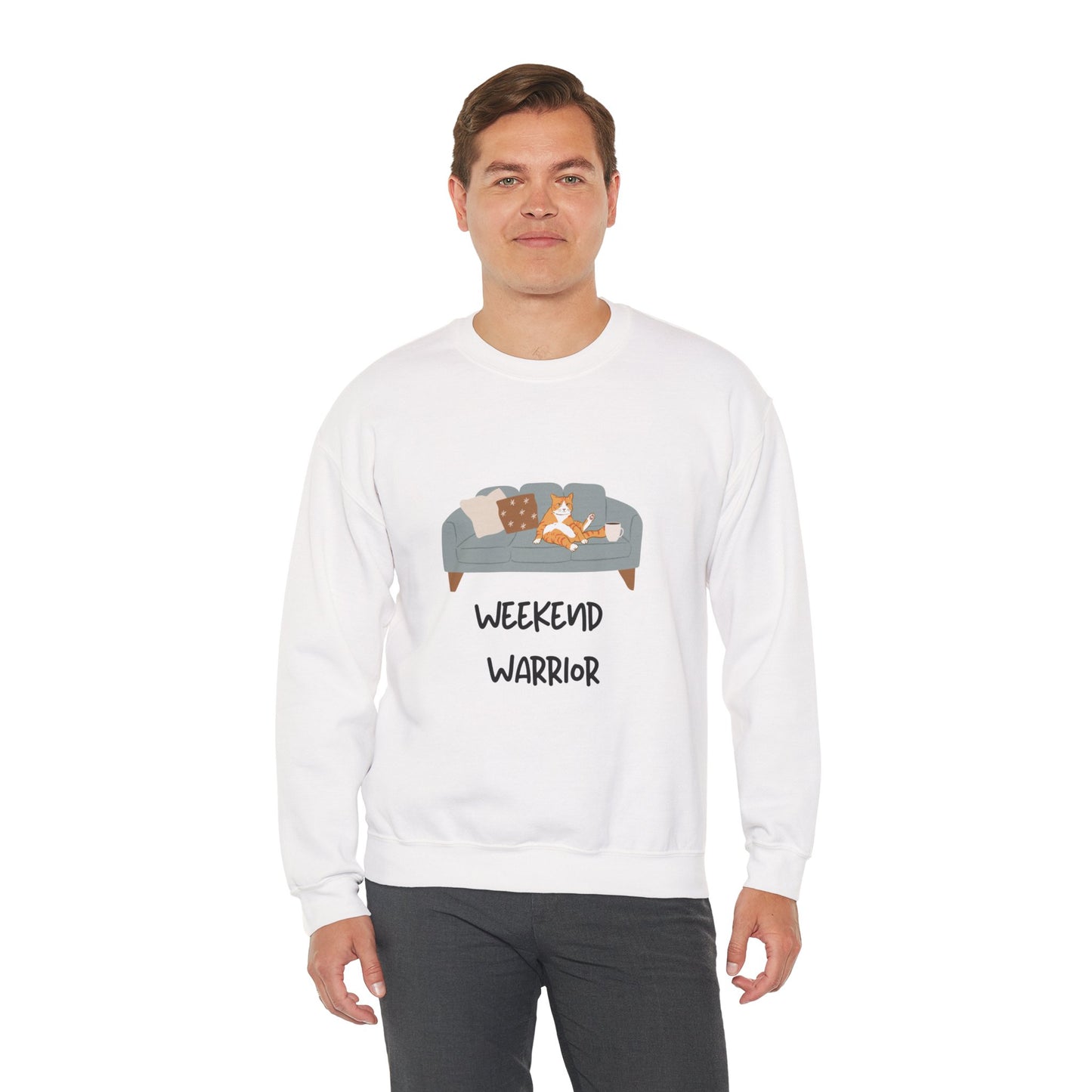 Weekend Warrior Sweatshirt – Lounging Cat Crew Neck