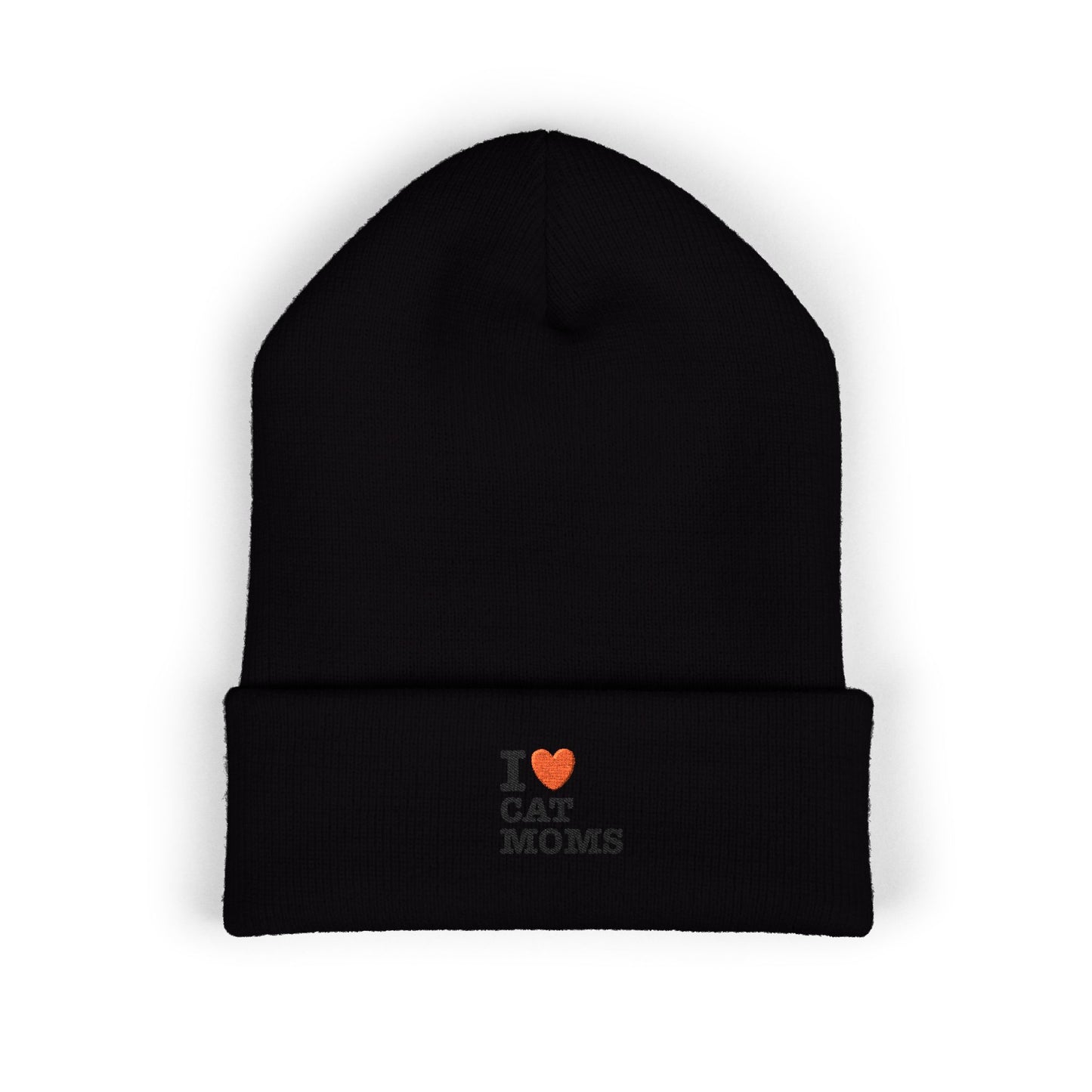 I Love Cat Moms Beanie – Embroidered Cuffed Knit Hat