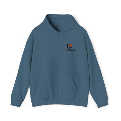 I Love Cat Moms Hoodie – Embroidered Text Pullover