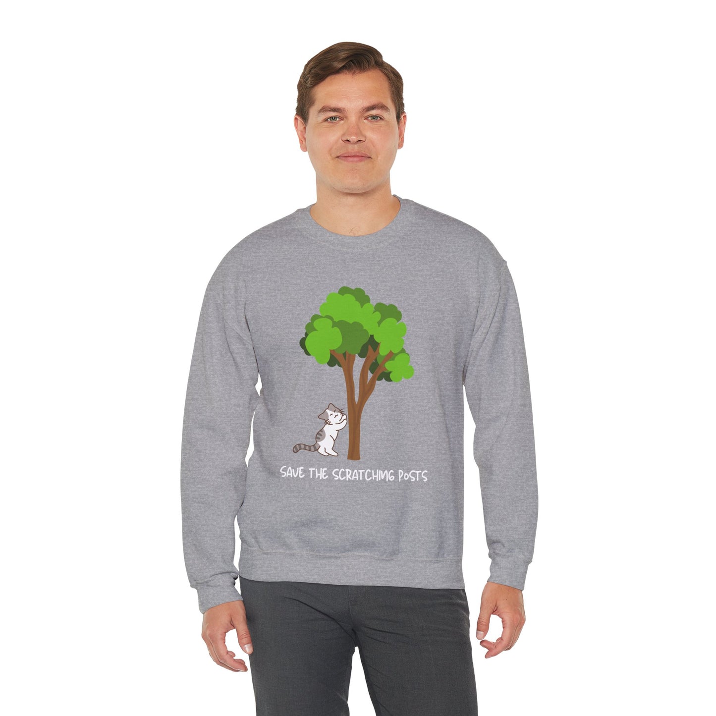 Tree Scratcher Sweatshirt – Cat & Tree Earth Day Crew Neck