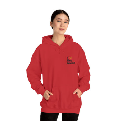 I Love Cat Moms Hoodie – Embroidered Text Pullover