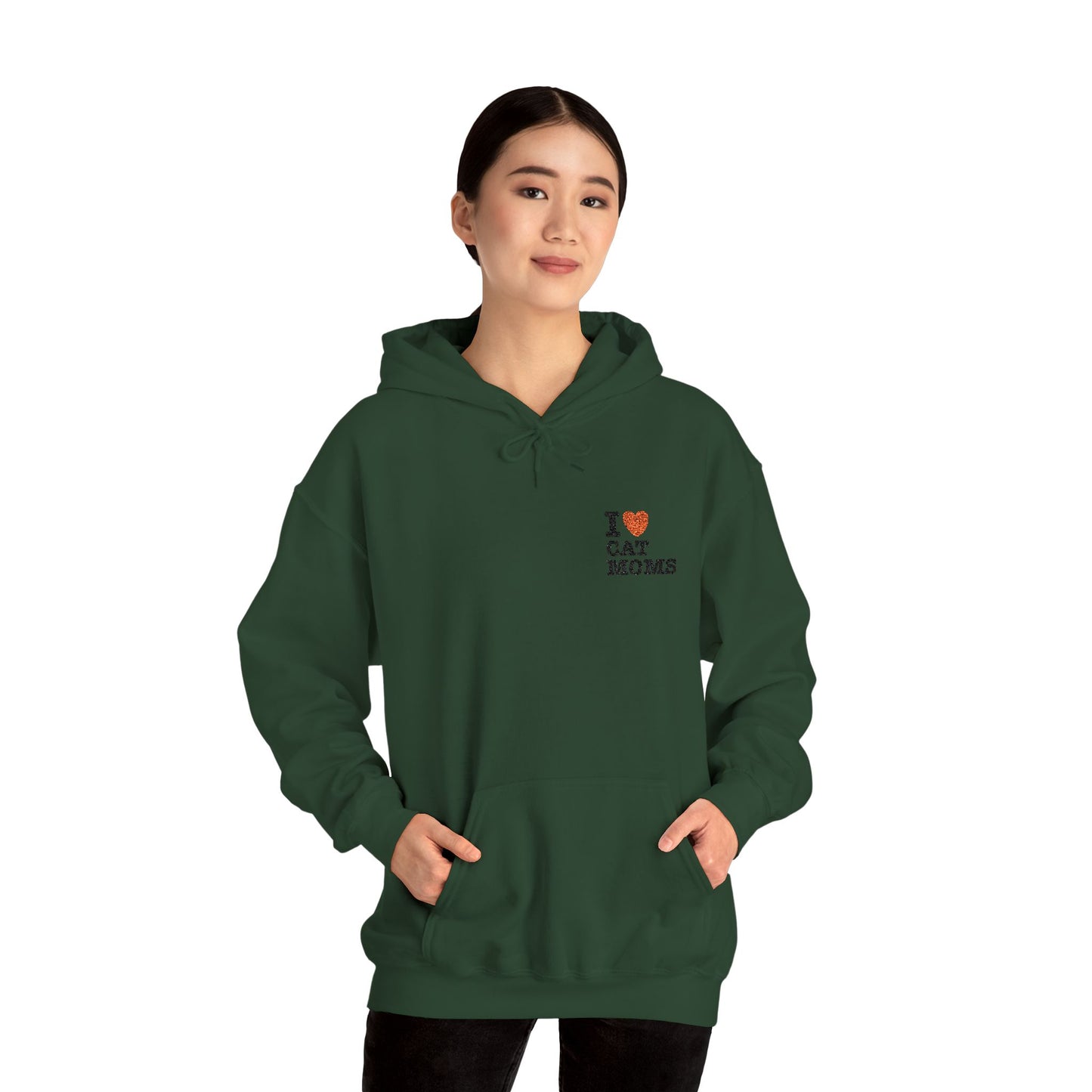 I Love Cat Moms Hoodie – Embroidered Text Pullover