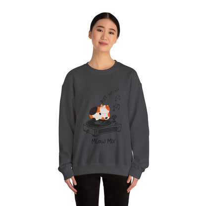 Meow Mix Sweatshirt – Cat on Record Player Crew Neck