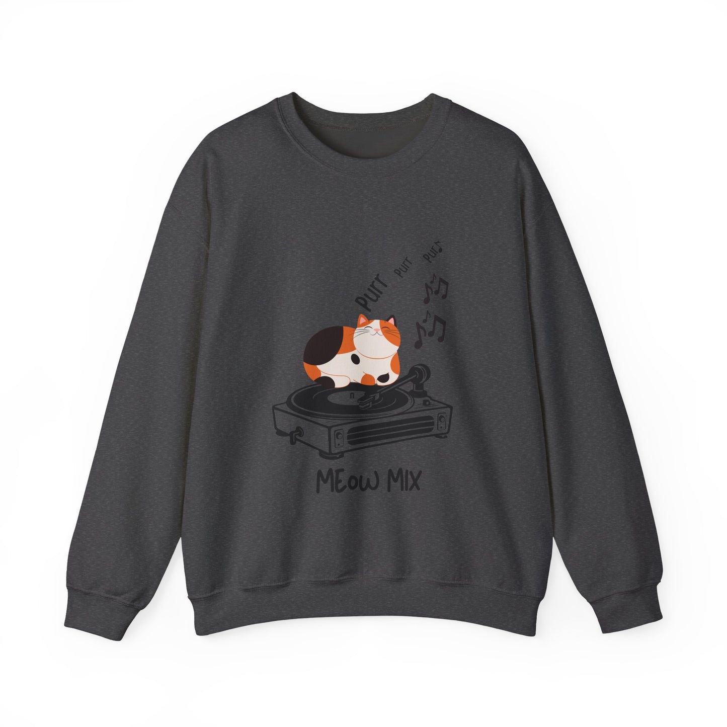 Meow Mix Sweatshirt – Cat on Record Player Crew Neck
