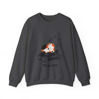 Meow Mix Sweatshirt – Cat on Record Player Crew Neck