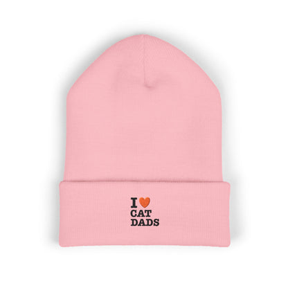 I Love Cat Dads Beanie – Embroidered Cuffed Knit Hat