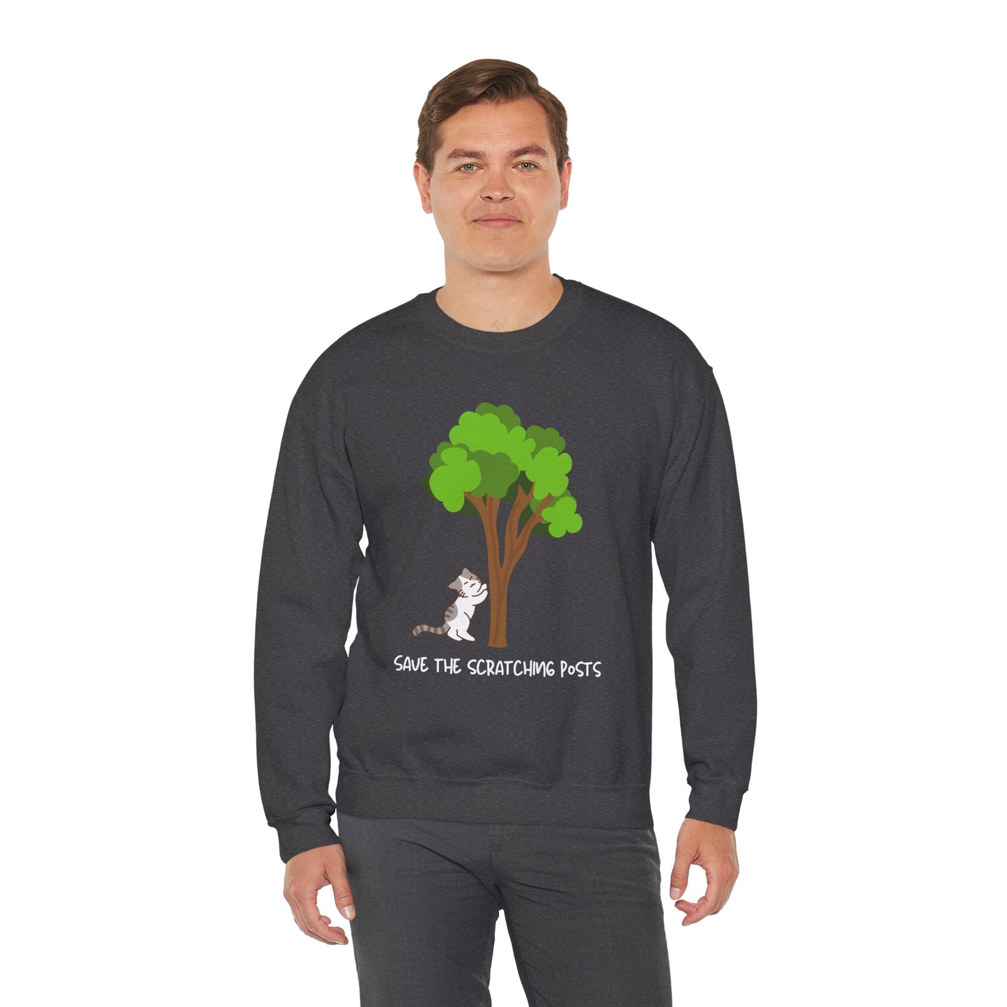 Tree Scratcher Sweatshirt – Cat & Tree Earth Day Crew Neck