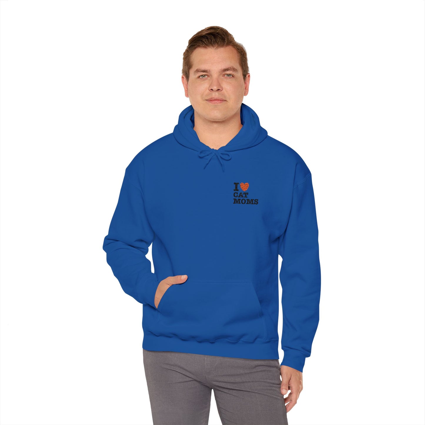 I Love Cat Moms Hoodie – Embroidered Text Pullover