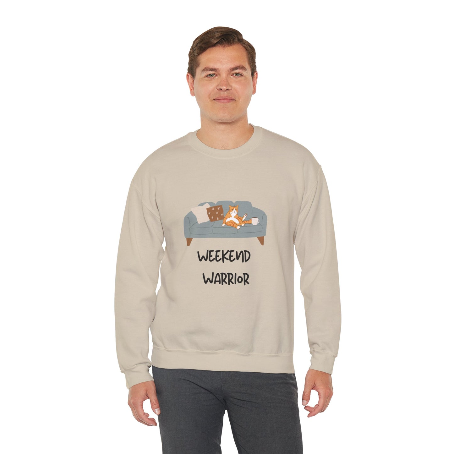 Weekend Warrior Sweatshirt – Lounging Cat Crew Neck