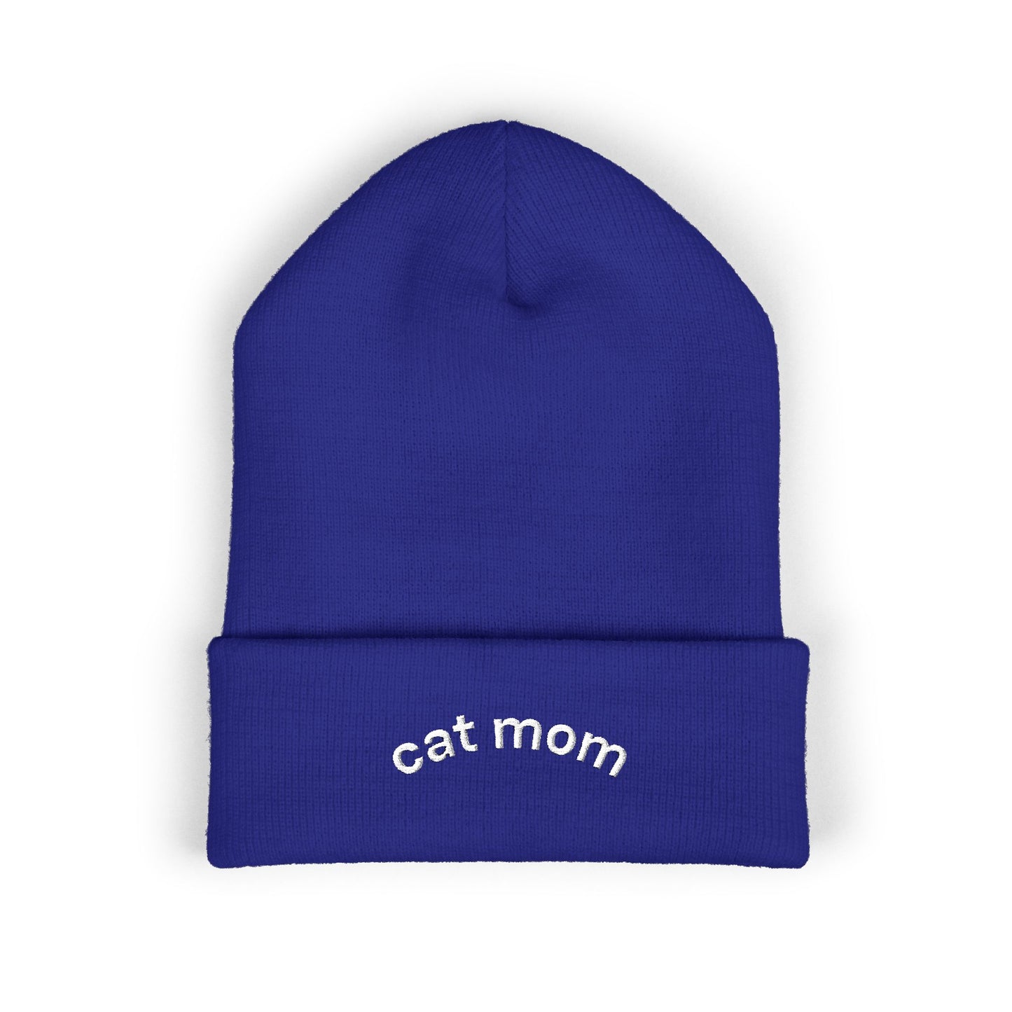 Cat Mom Beanie – Embroidered Cuffed Knit Hat