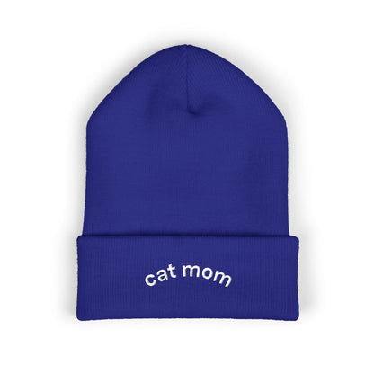 Cat Mom Beanie – Embroidered Cuffed Knit Hat