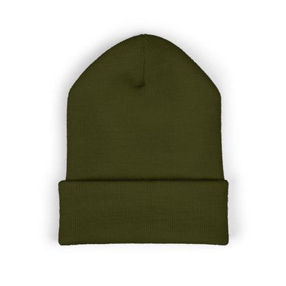 Stretching Cat Beanie – Embroidered Cuffed Knit Hat