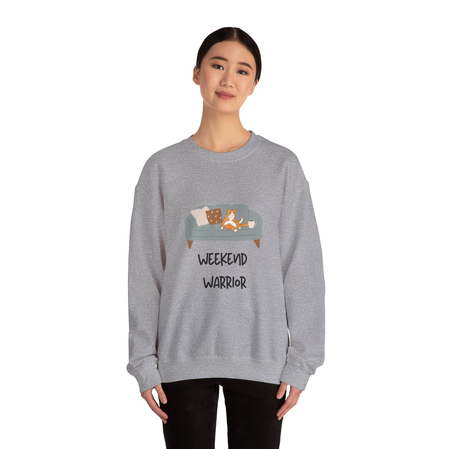 Weekend Warrior Sweatshirt – Lounging Cat Crew Neck