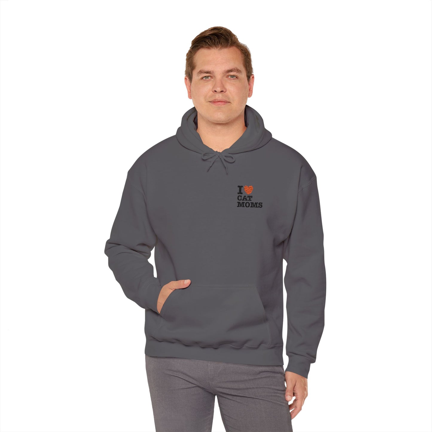 I Love Cat Moms Hoodie – Embroidered Text Pullover