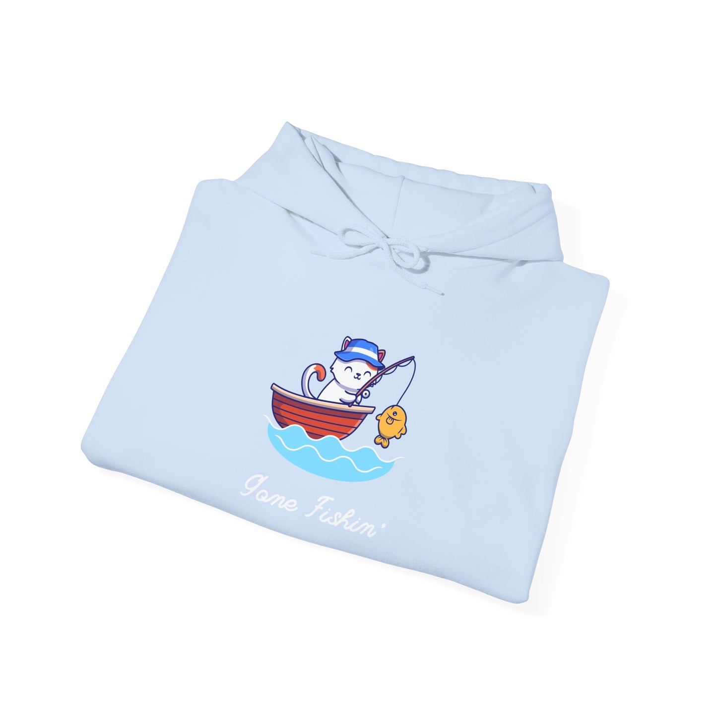 Gone Fishing Hoodie – Cat in Boat Graphic Pullover