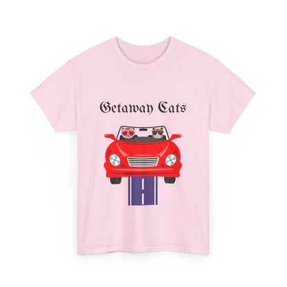 Getaway Cats T-Shirt – Convertible-Driving Feline Duo