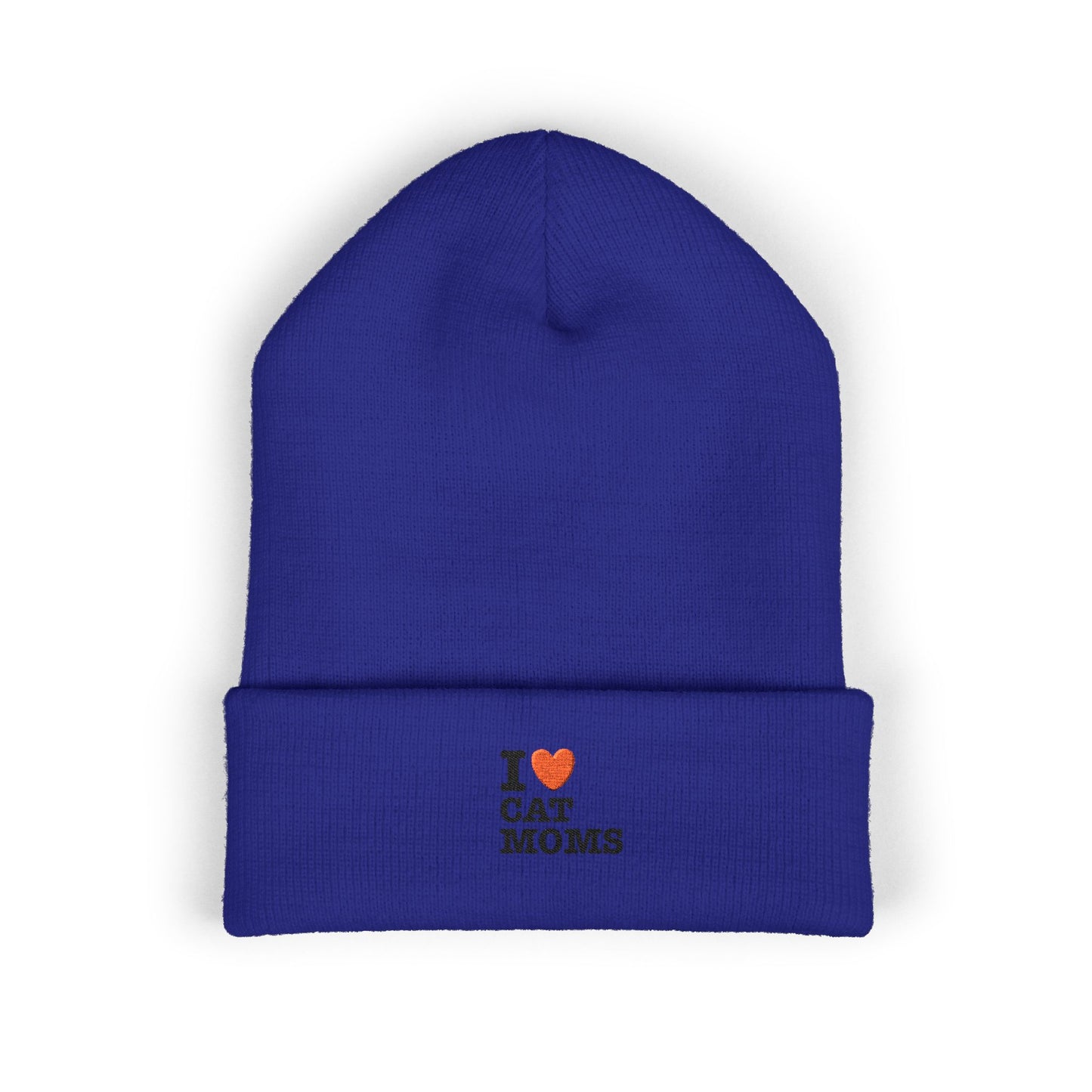 I Love Cat Moms Beanie – Embroidered Cuffed Knit Hat