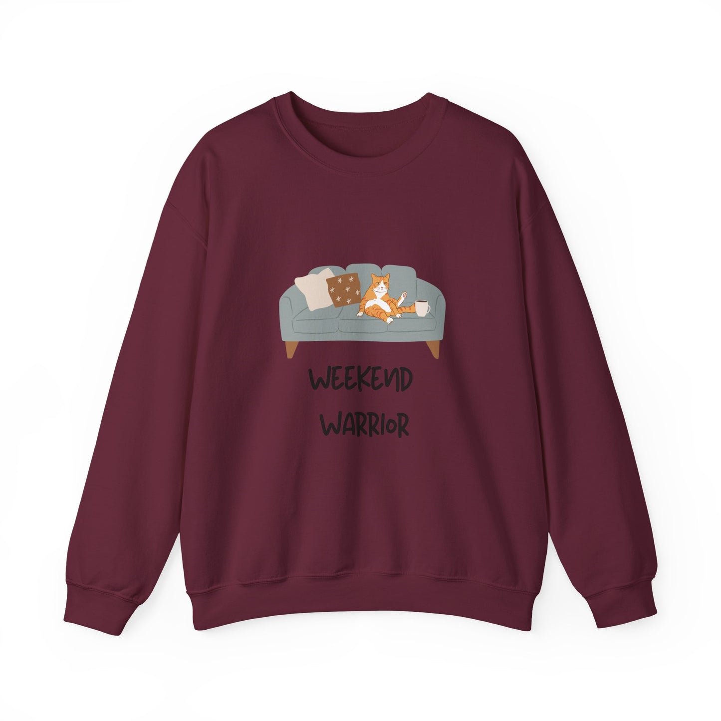 Weekend Warrior Sweatshirt – Lounging Cat Crew Neck
