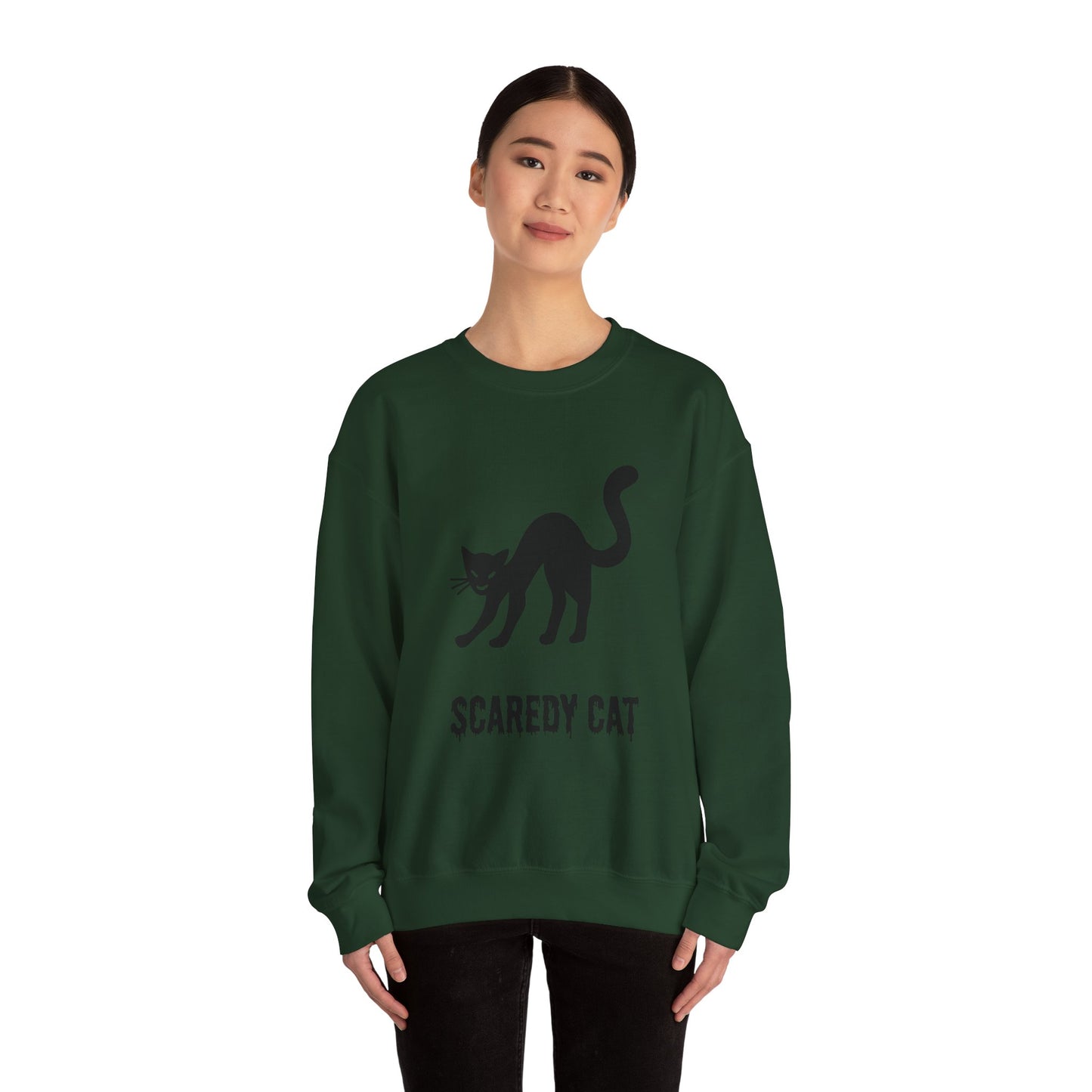 Scaredy Cat Sweatshirt – Arched Back Cat Crew Neck